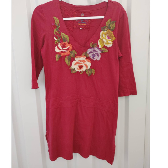 Johnny Was Top Embroidered Floral Rose Tunic Medium - Picture 1 of 8
